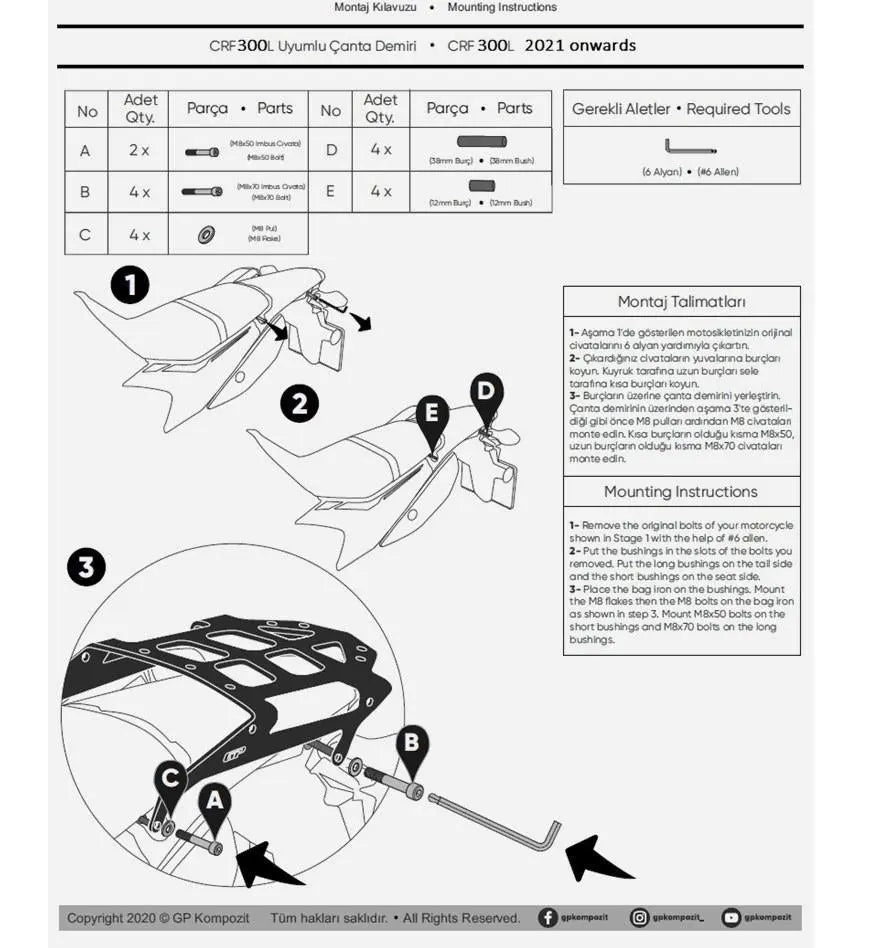 Rear Luggage Rack Honda CRF 300L 2021-2025