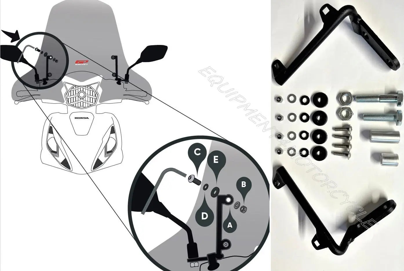 Honda Vision110 windscreen 17-22 clear covers hands 46 cm