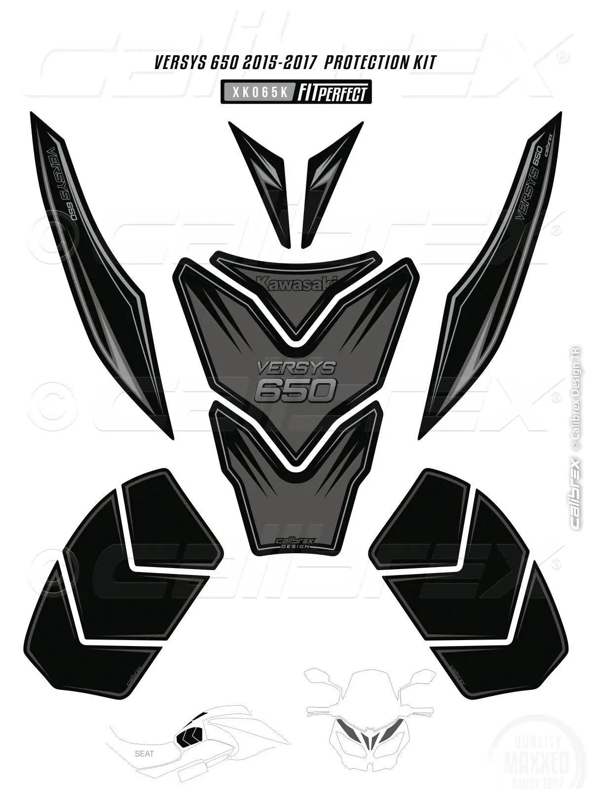 Kawasaki Versys KLE 650 Fairing Protection Set Dark Grey 15-21