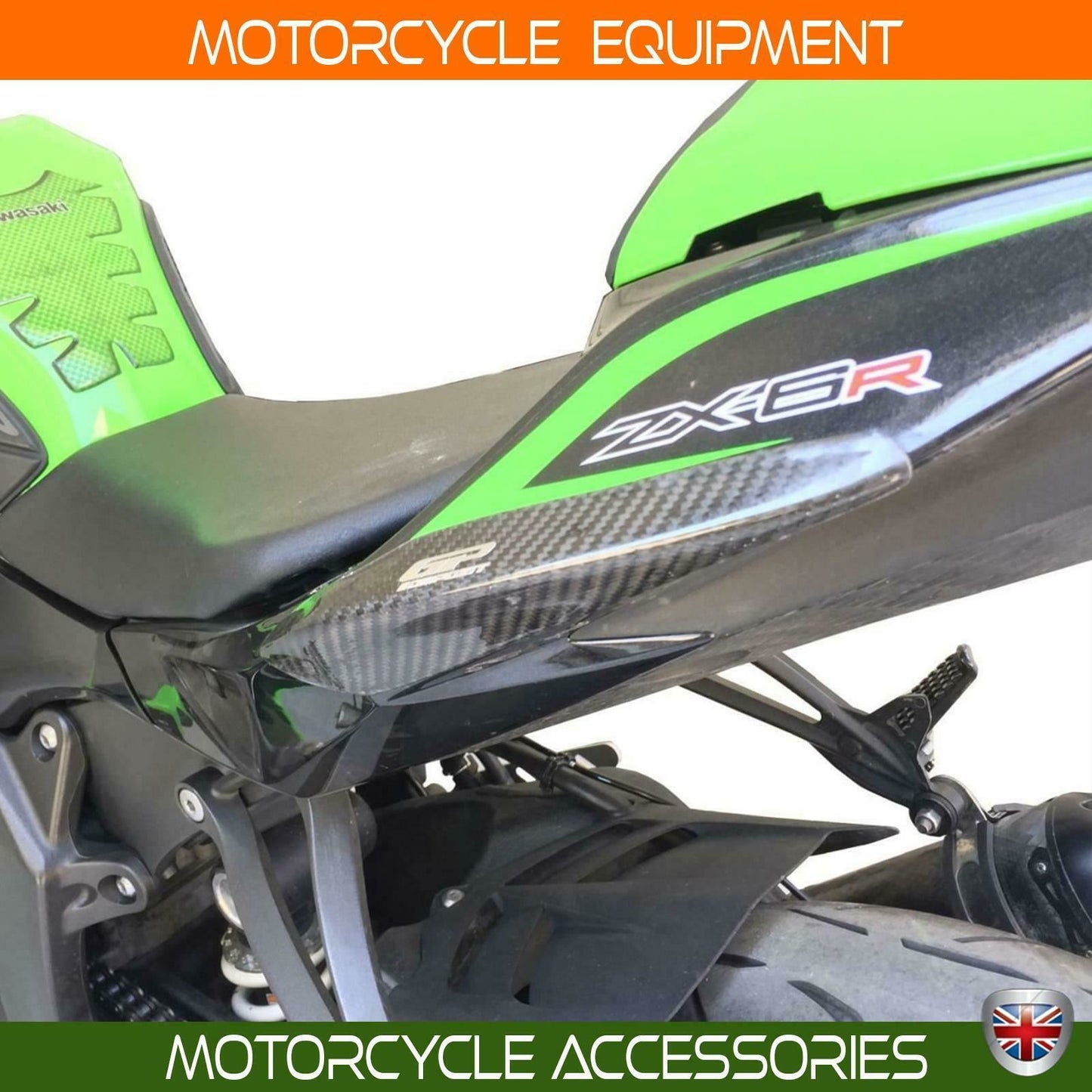 Kawasaki ZX6-R Ninja carbon fiber tail fairing guard protector set