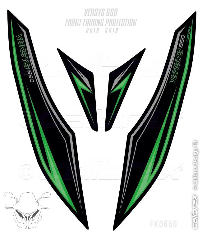 KAWASAKI VERSYS KLE 650 FAIRING PROTECTION SET GREEN 15-21