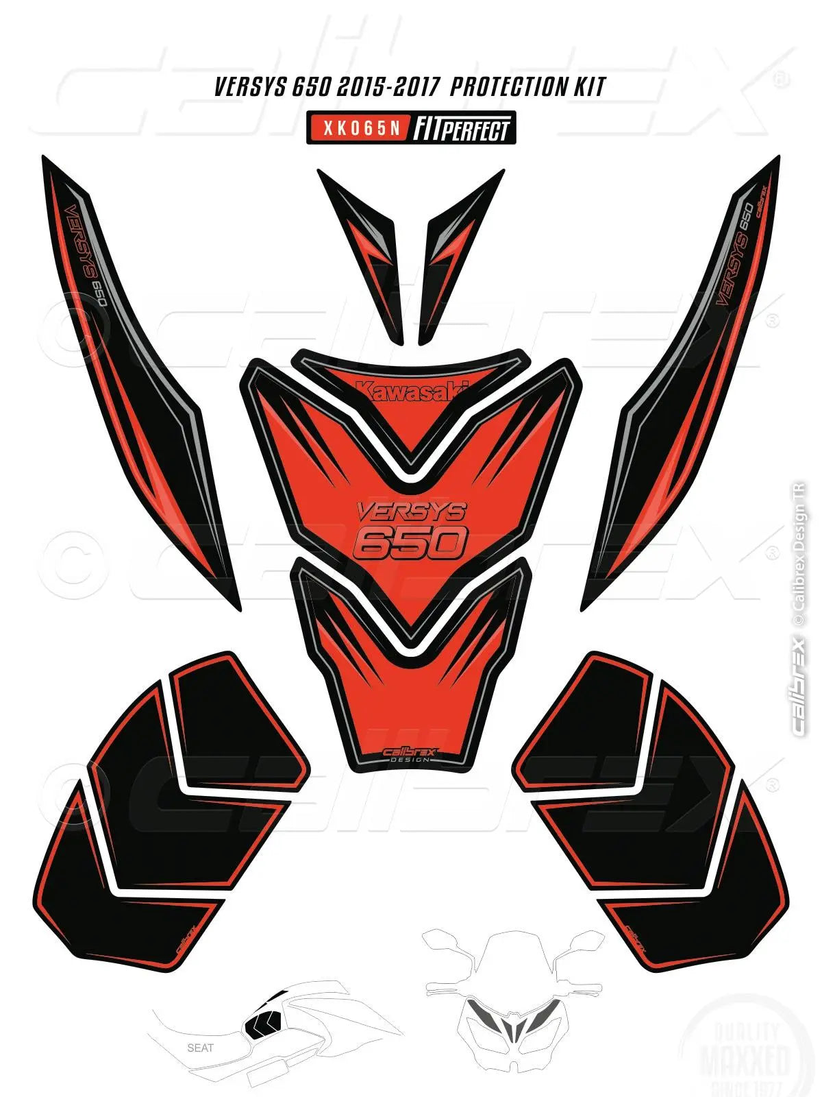 Kawasaki Versys KLE 650 Fairing Protection Set Red 15-21