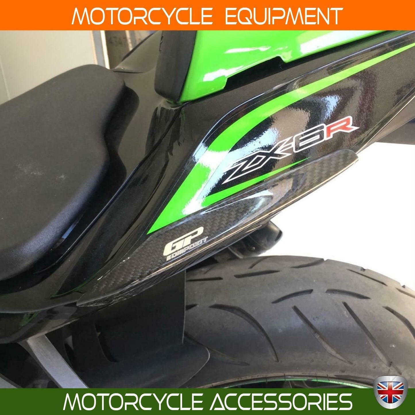 Kawasaki ZX6-R Ninja carbon fiber tail fairing guard protector set