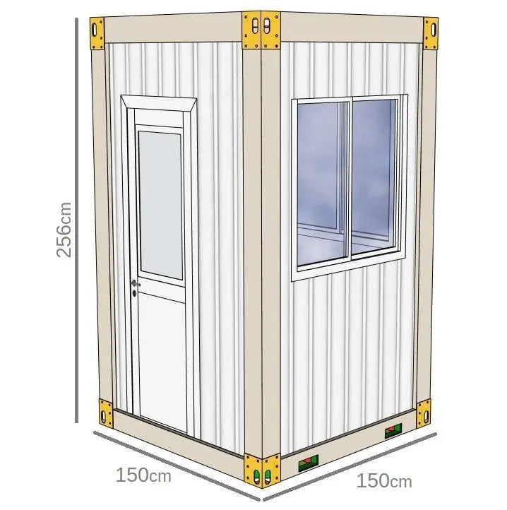 Portable Kiosk Cabin Booth Security Ticket Hut Modular Gate House 150x150 cm