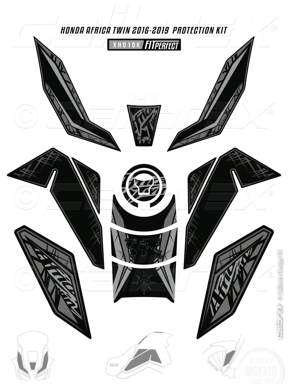 HONDA CRF1000L AFRICA TWIN BLACK FAIRING PROTECTION FULL SET 16-19