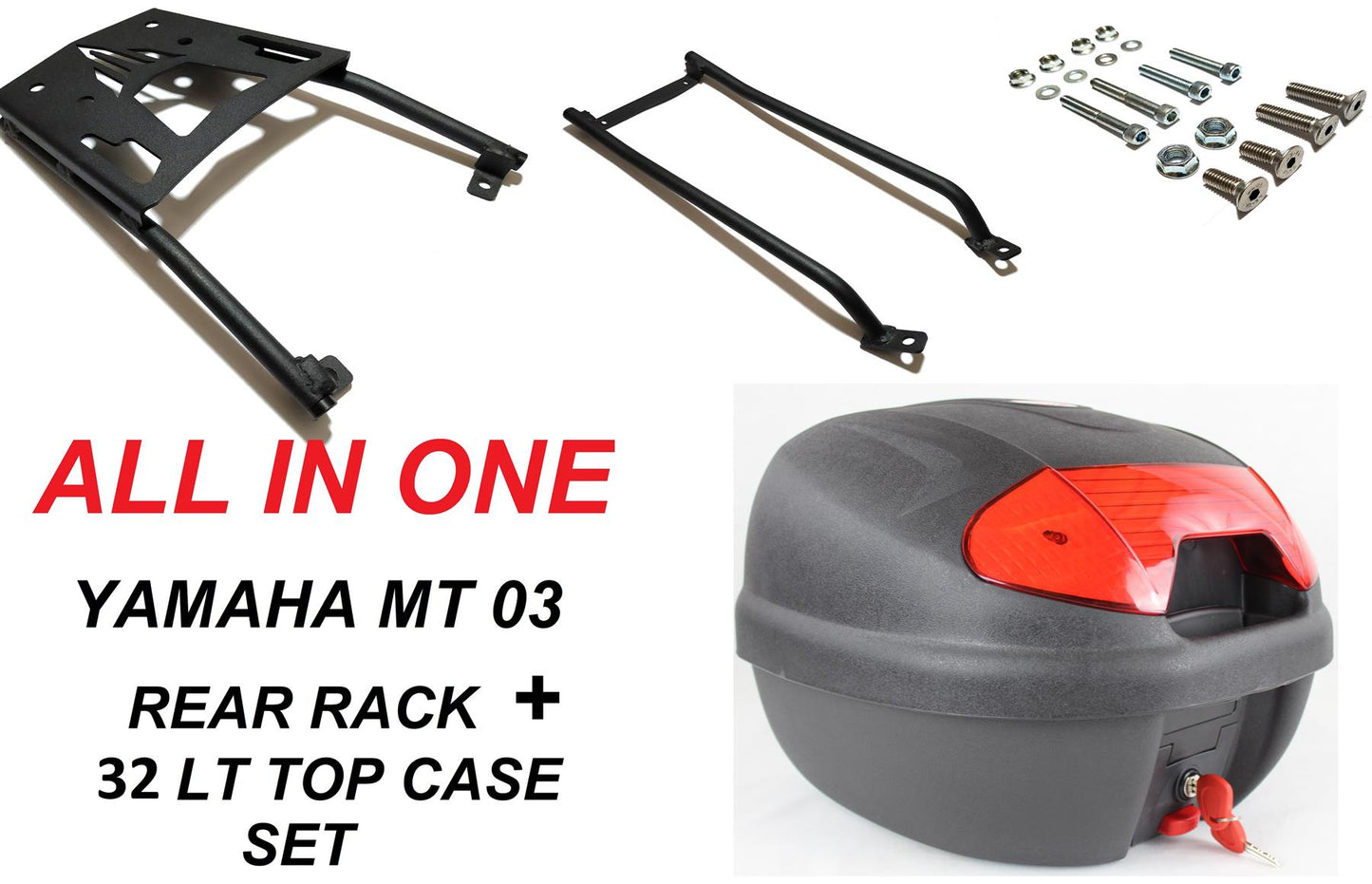 Yamaha MT03 luggage rack + 32 LT top case set 16-19 ALL IN ONE.