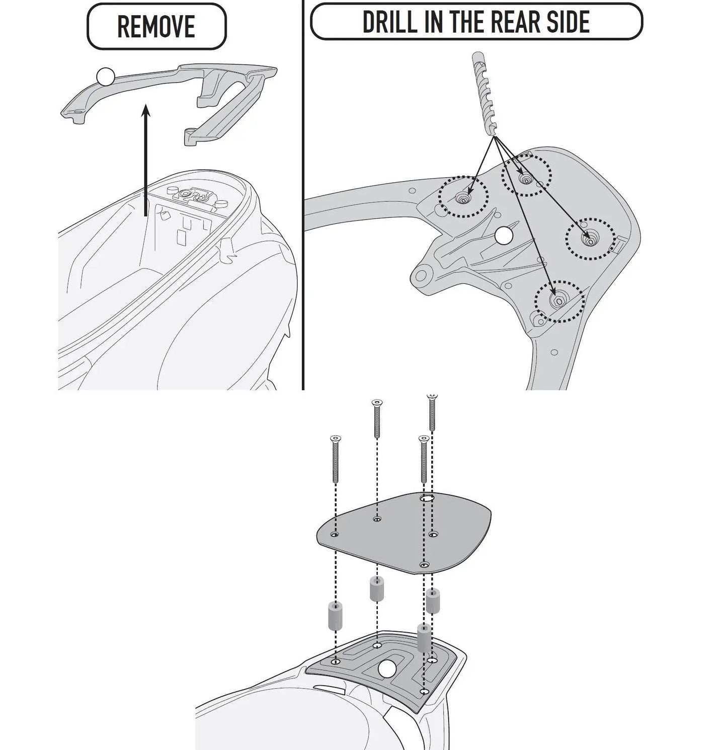 SYM Fiddle 125 Symphony 125 rear rack top box carrier 2020-2024