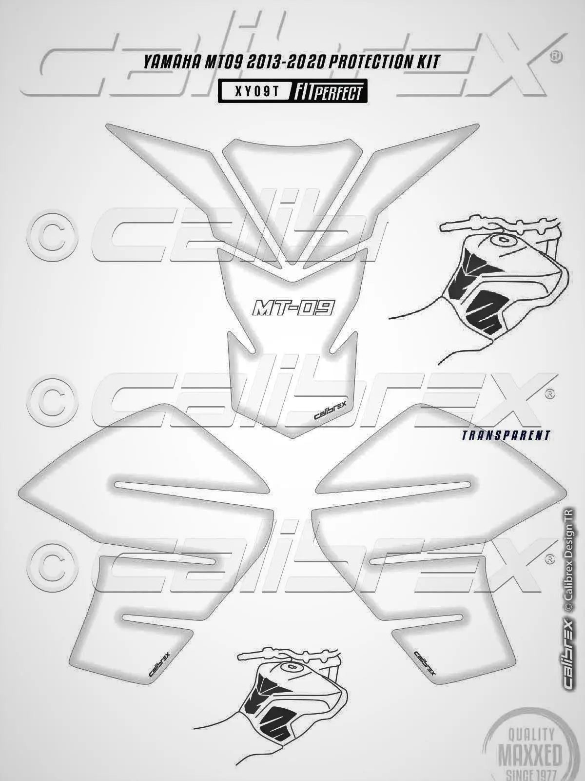 Yamaha MT-09 Tank Pad and Knee Pads Set 2013-2020 Transparent