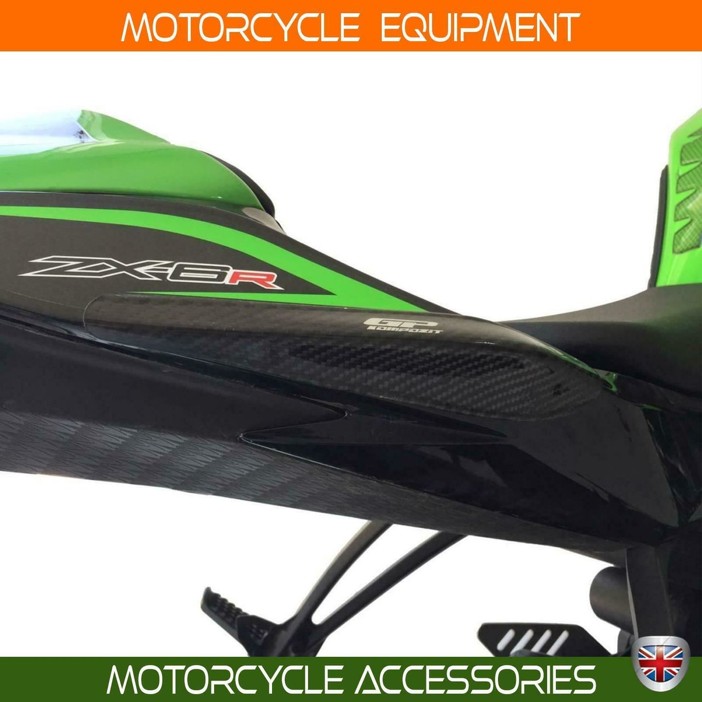 Kawasaki ZX6-R Ninja carbon fiber tail fairing guard protector set