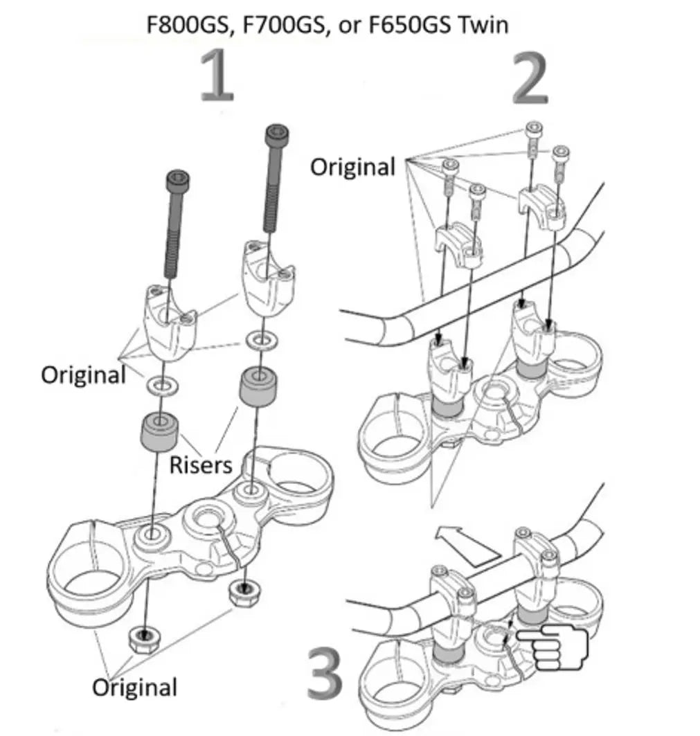 BMW F800/F700GS/F650GS Twin Handlebar Riser Kit Moves Bar Up to 20mm
