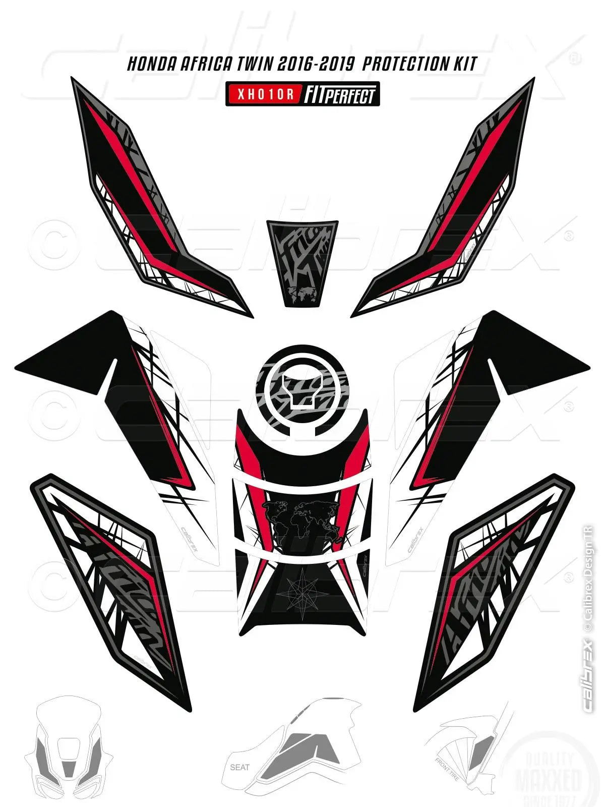 HONDA CRF1000L AFRICA TWIN FULL FAIRING PROTECTION SET RED 16-19