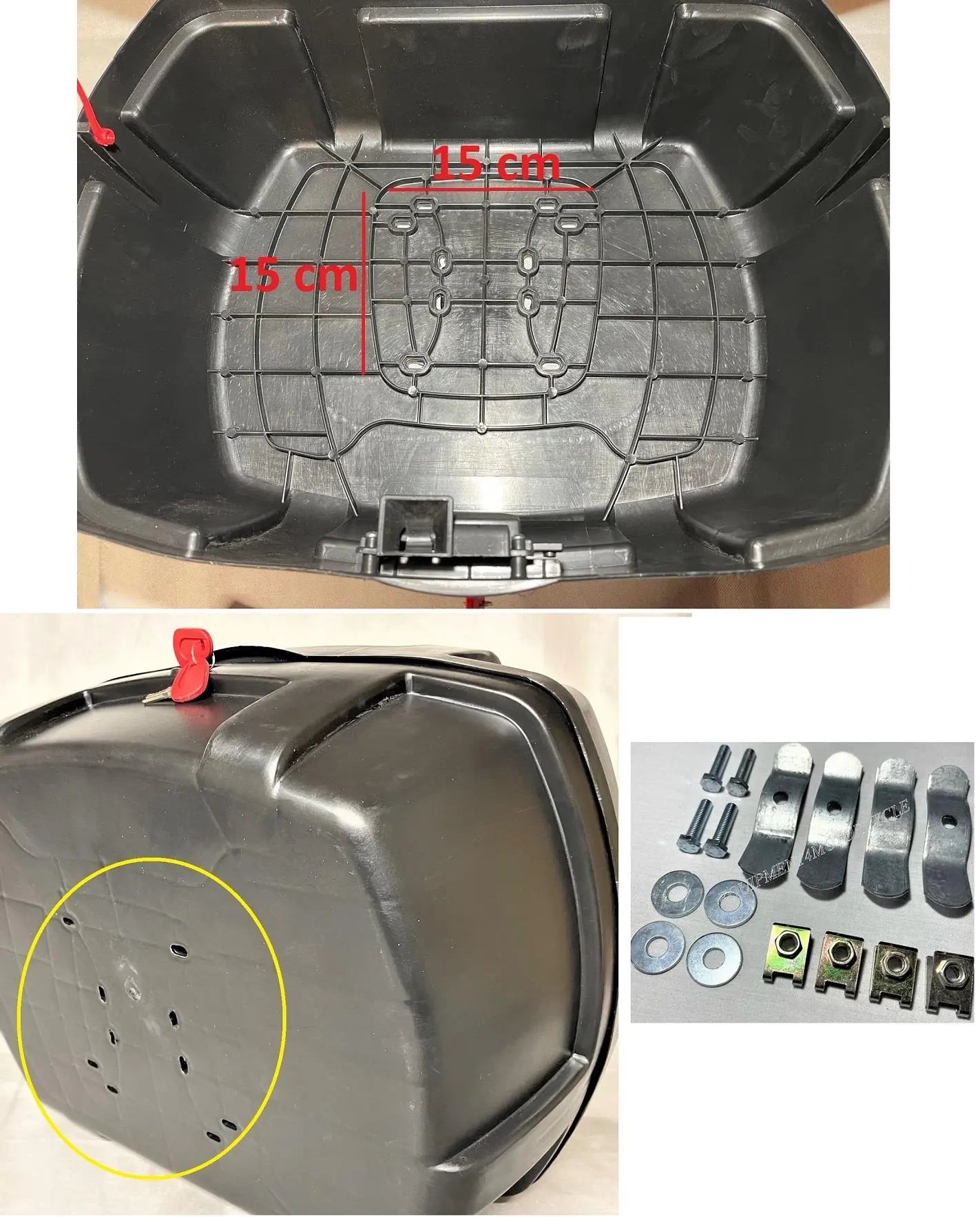 Topbox for motorcycle 52 LT universal DIRECT INSTALLATION WITHOUT FITTING PLATE