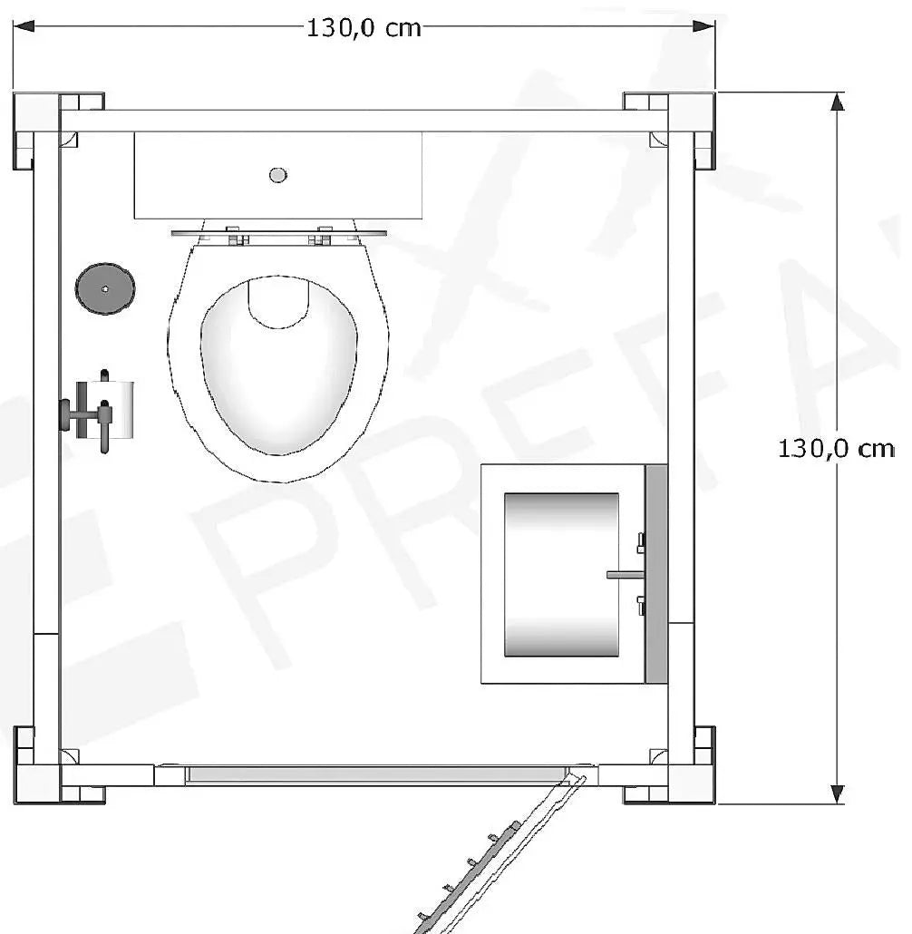 Portable Toilet Unit Welfare Cabin Modular Toilet Block 130x130 cm