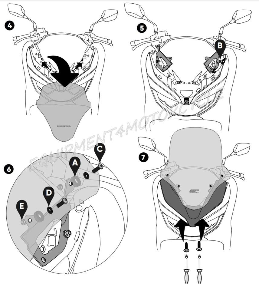 Honda PCX125 windscreen 2018-2020 smoke 65 cm