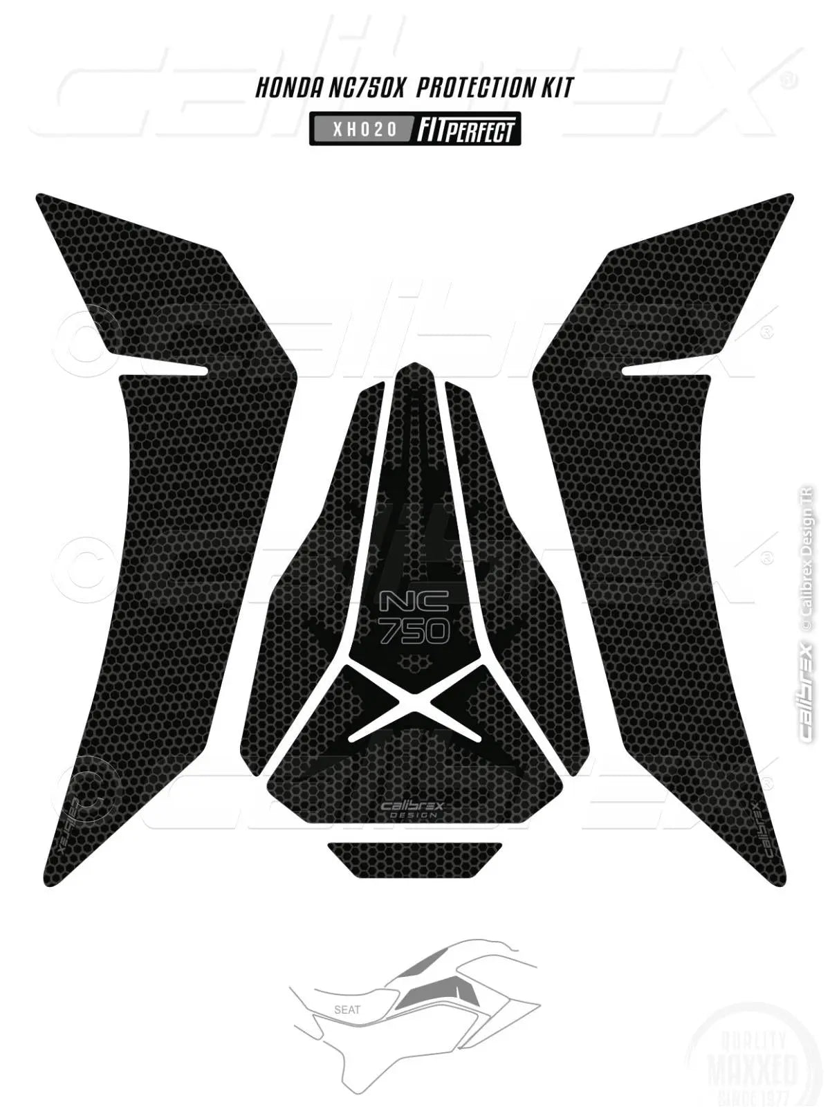 HONDA NC750X BLACK TANK PAD+KNEE PAD PAIR SET 2012-15