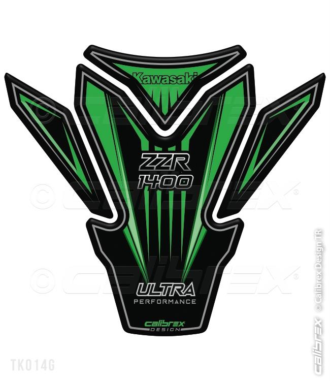 Kawasaki ZZR1400 green tank pad protection 2006-20
