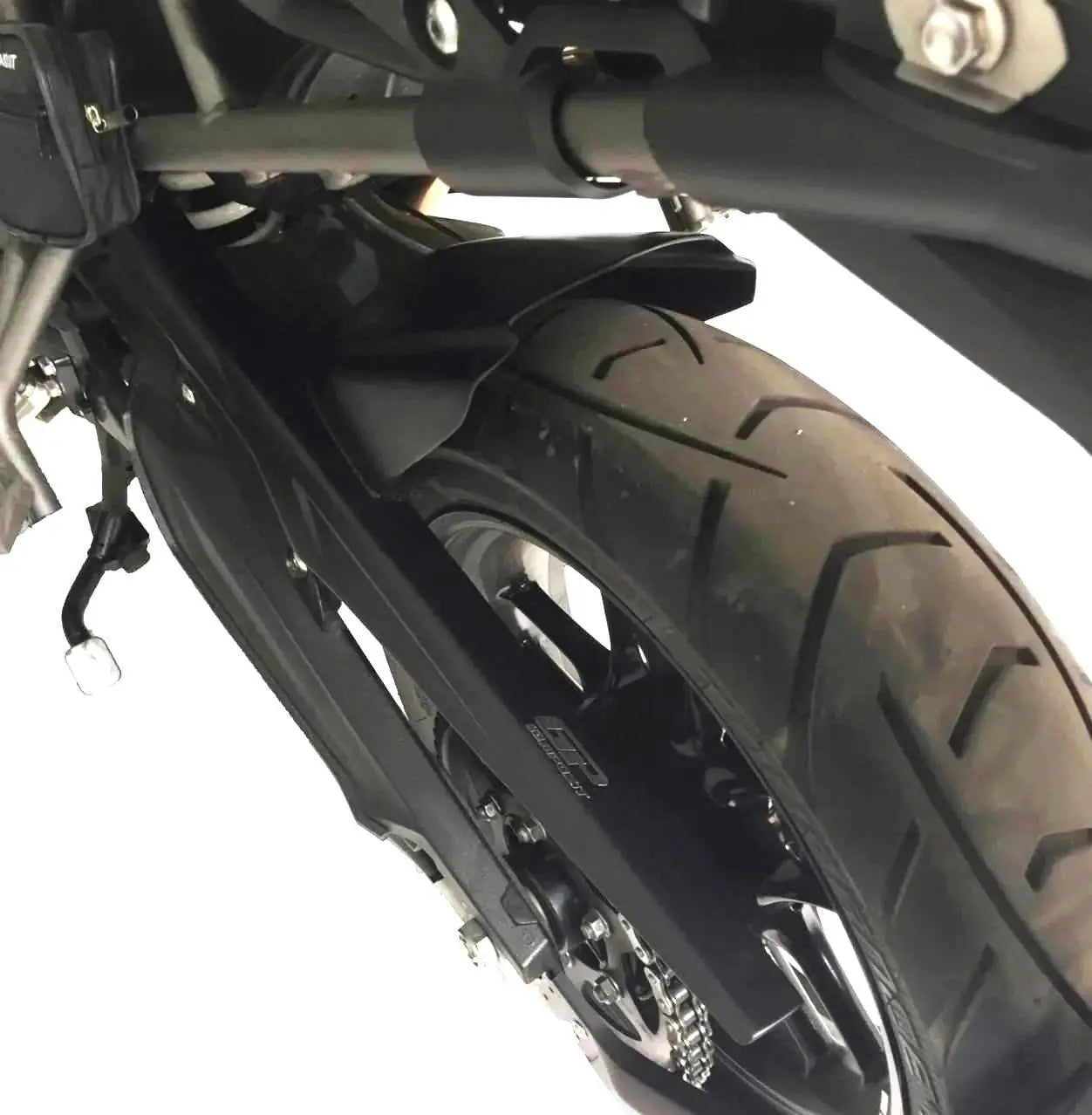 Packaging contents of Triumph Tiger 800 rear fender, ready to install.