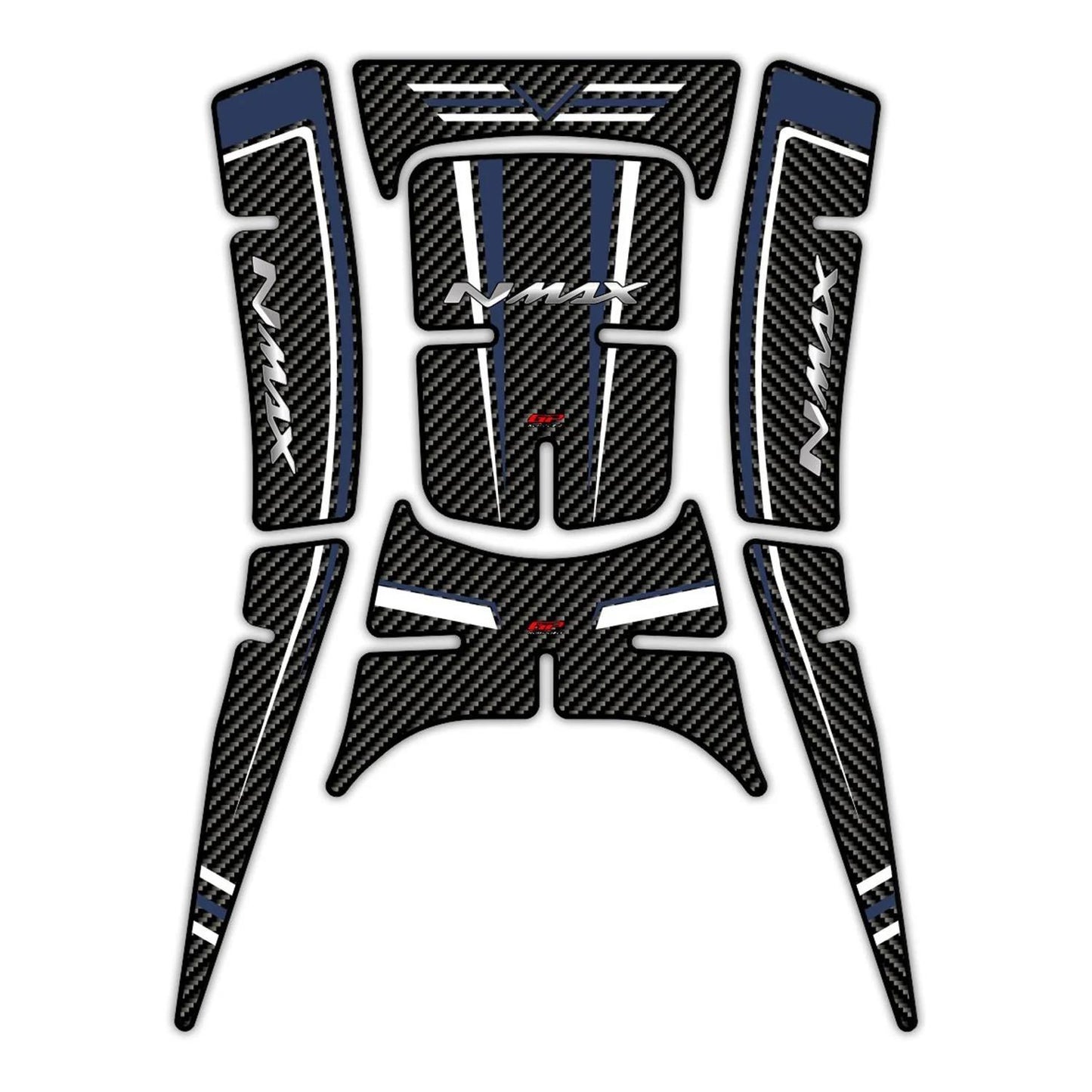 Yamaha Nmax 125 Tank and Side Pads Protections Set 3D SET Blue/Grey 21-23