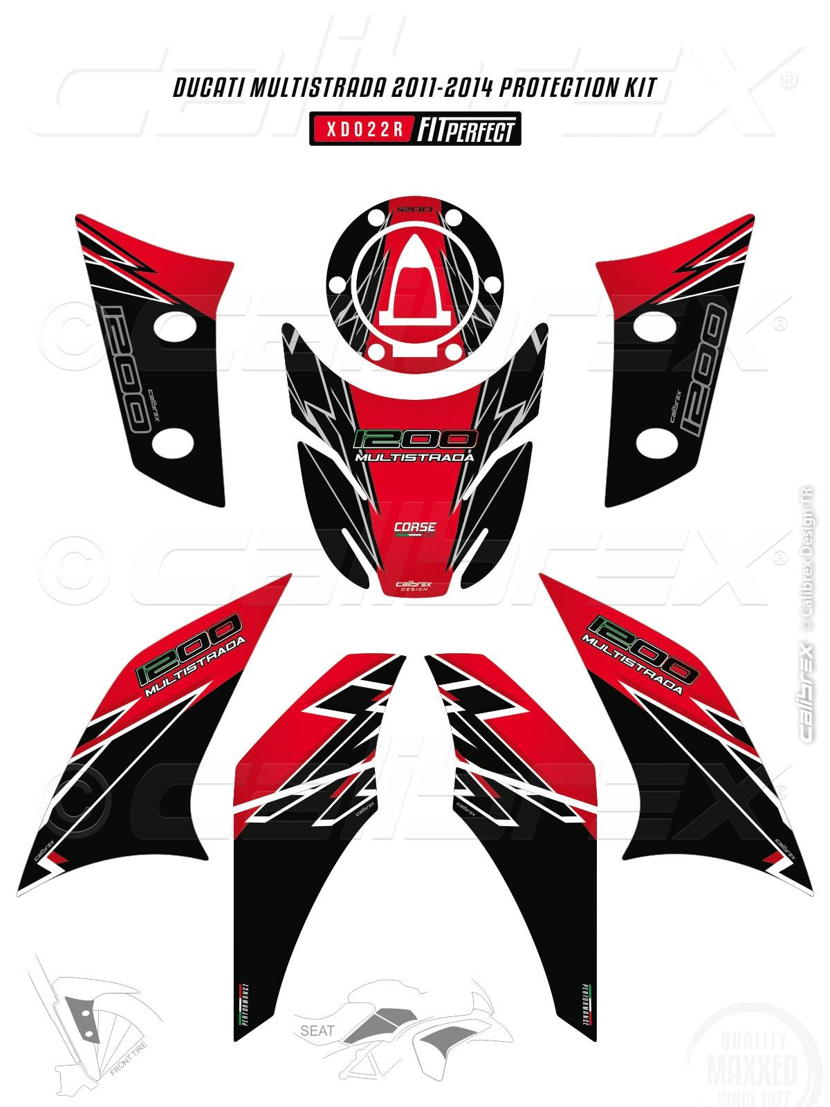 DUCATI MULTISTRADA 1200 RED FAIRING PROTECTION FULL SET 10-14