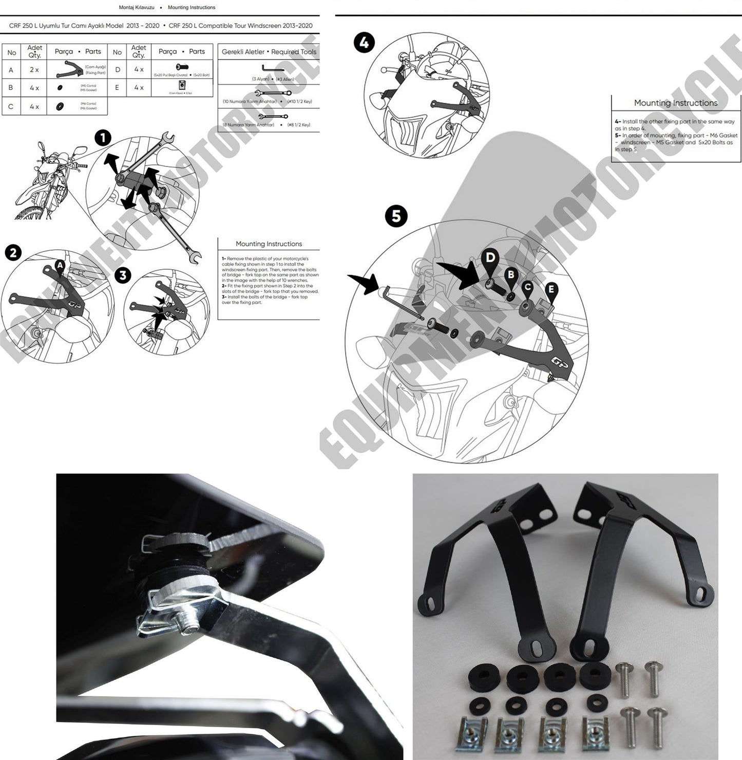 Honda CRF300L dark smoke 42 cm windscreen 21-23