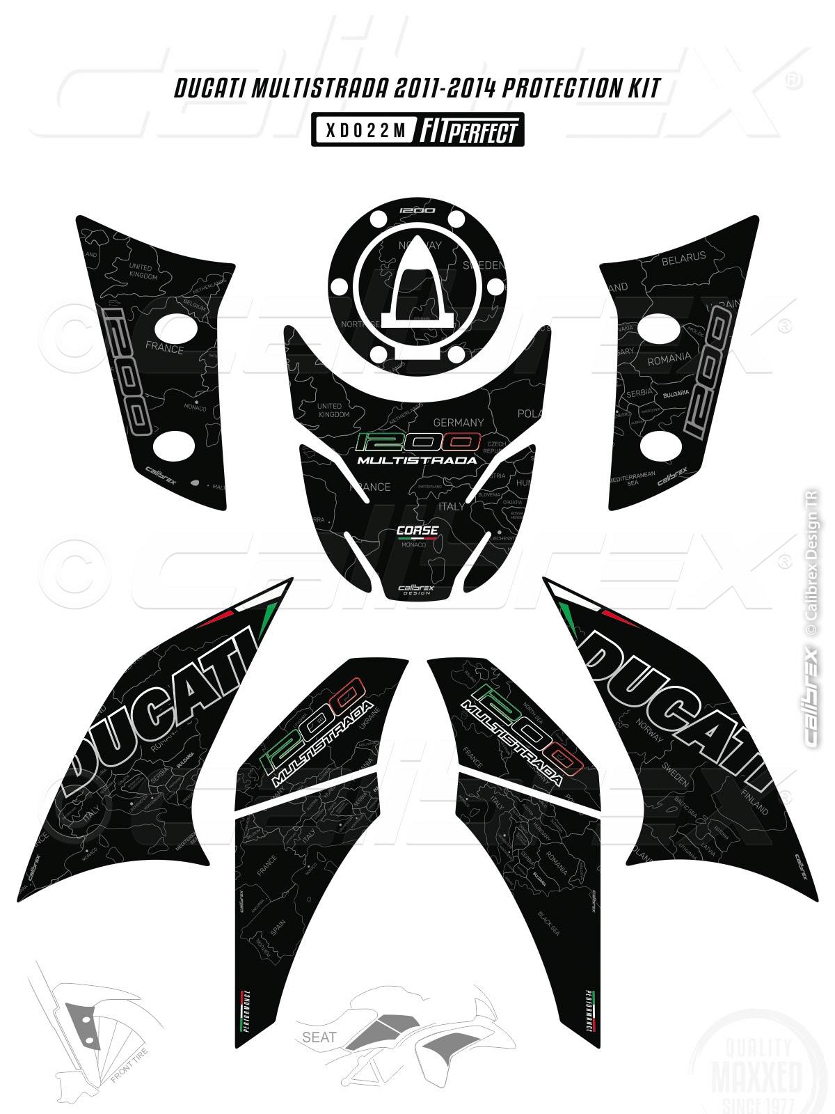 DUCATI MULTISTRADA 1200 BLACK FAIRING PROTECTION FULL SET 10-14