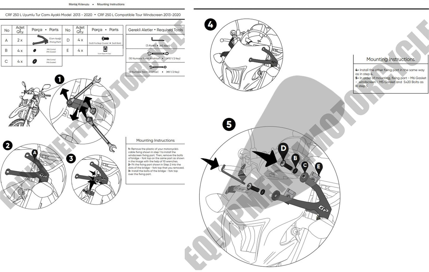 Honda CRF250L smoke windscreen 42 CM 12-20
