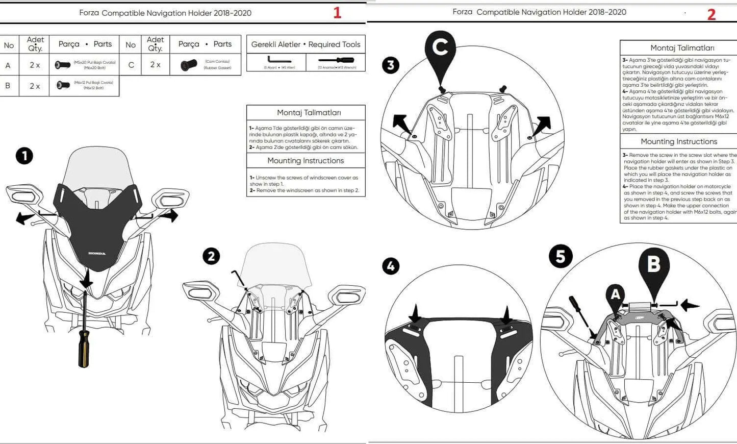 2018-2020 ONLY Forza 125/300 GPS/SAT/NAV/PHONE holder