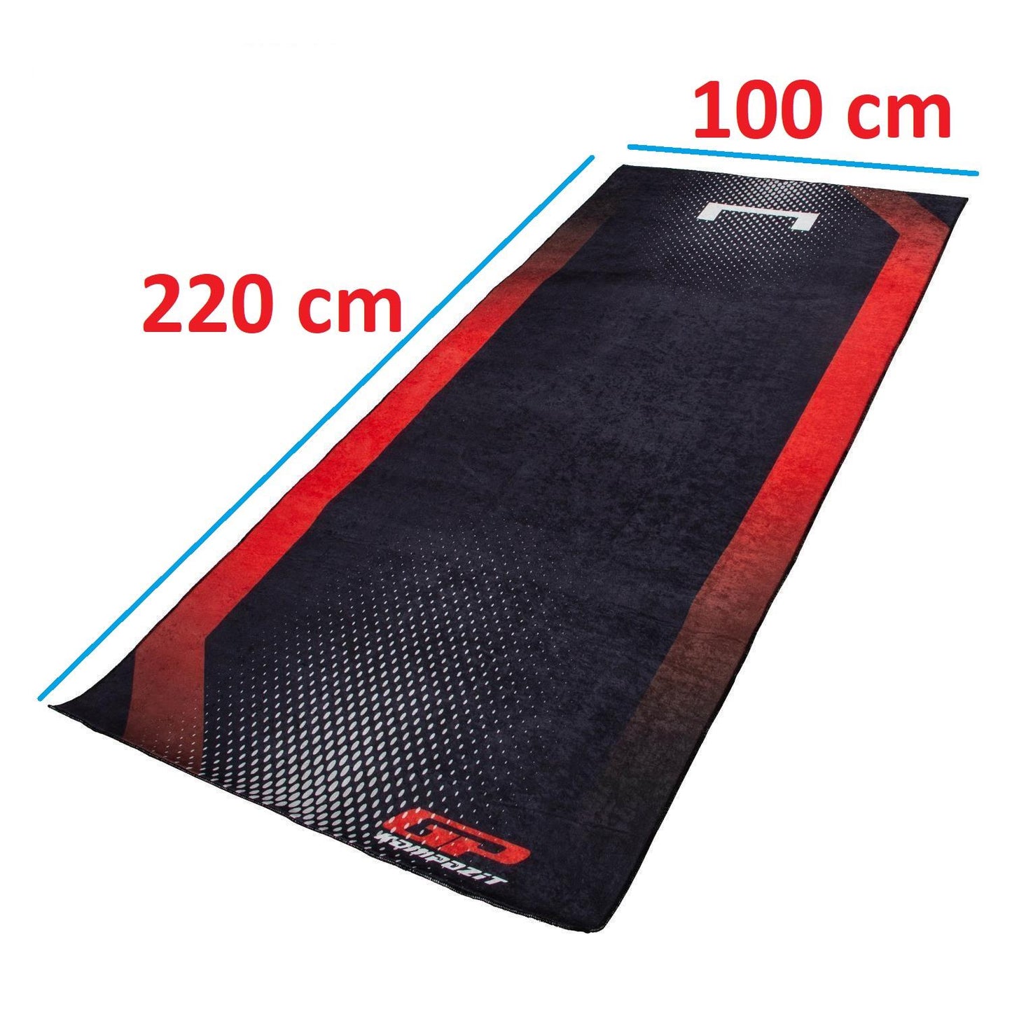Motorcycle Workshop Mat Garage Floor Rug 220x100cm Black-Coral Red