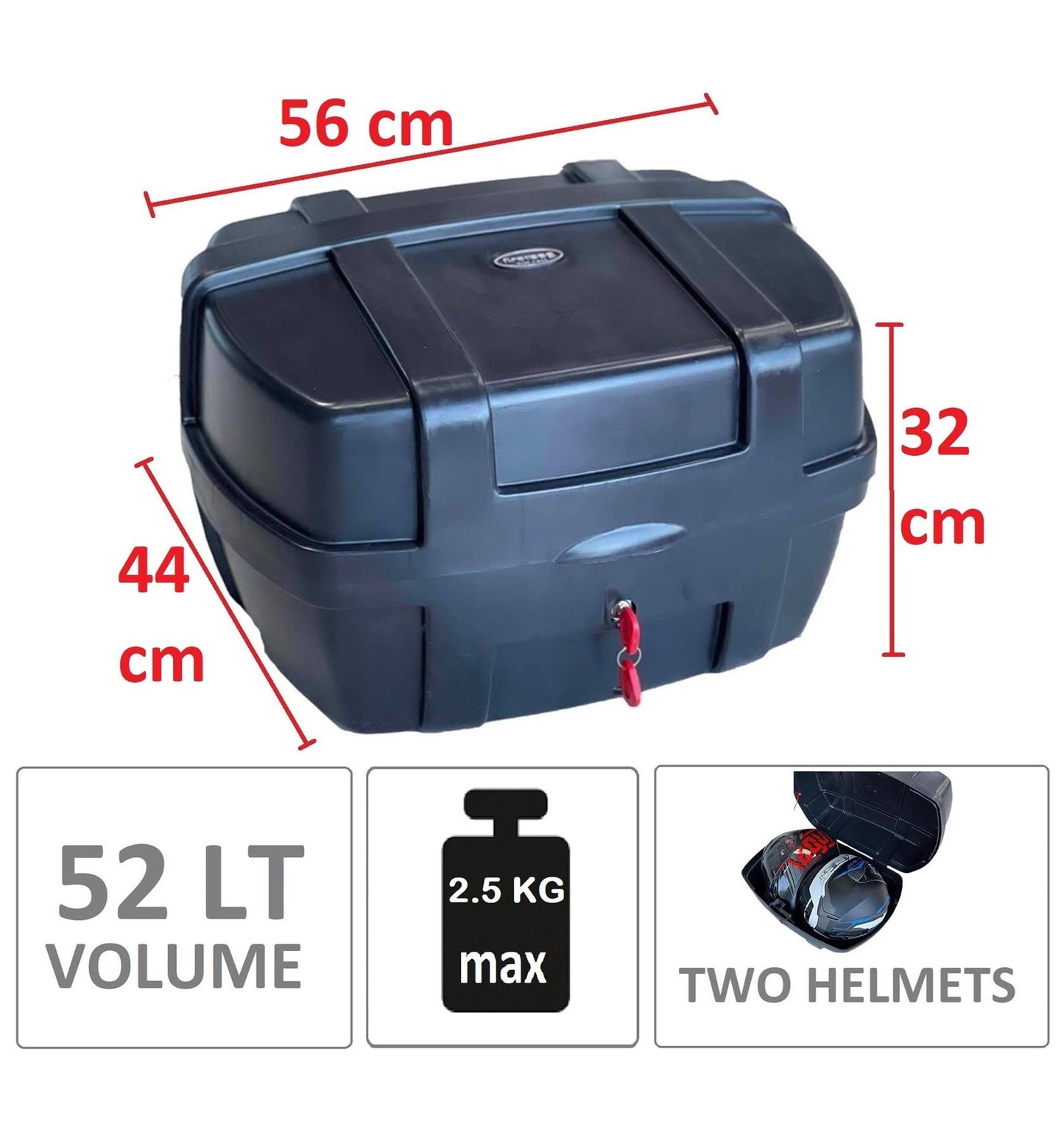 Top box 52 L motorcycle topbox fits 2 helmets