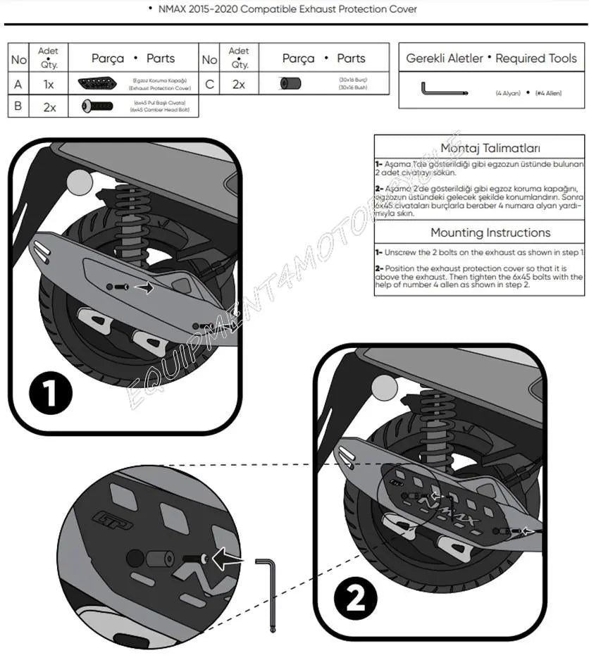 Yamaha Nmax 125 Exhaust Guard Exhaust Protection 2015-2020