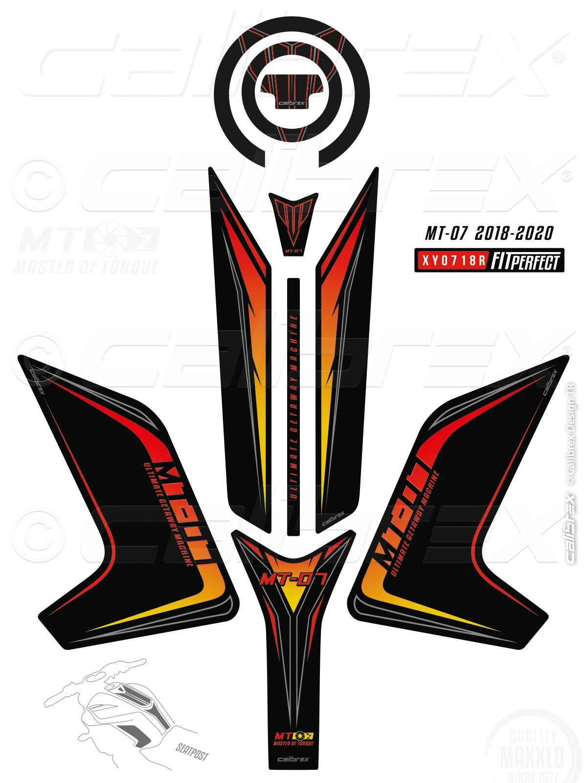 Yamaha MT-07 tank/knee/gas cap pad TRIO LAVA set 2018-2020