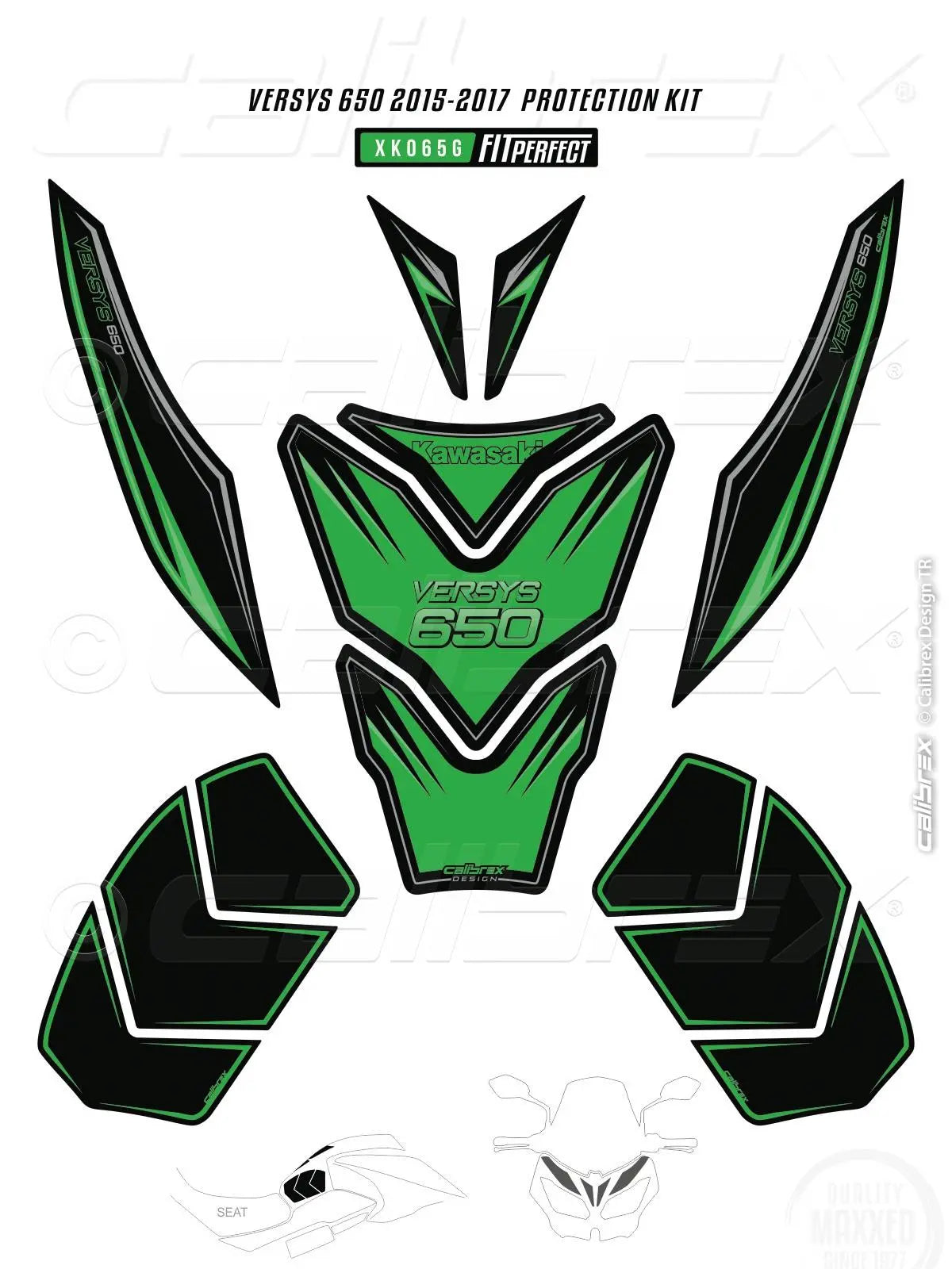 KAWASAKI VERSYS KLE 650 FAIRING PROTECTION SET GREEN 15-21