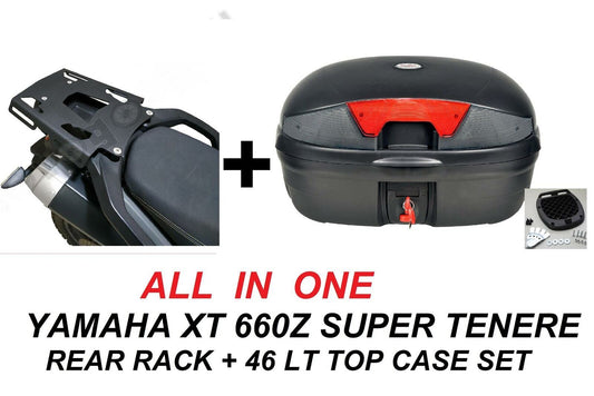 Yamaha XT660Z Tenere rear rack luggage carrier + 46 LT top case set 2008-16
