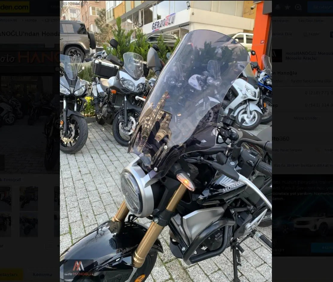 Honda CB300R touring smoke windscreen 49 cm 18-22