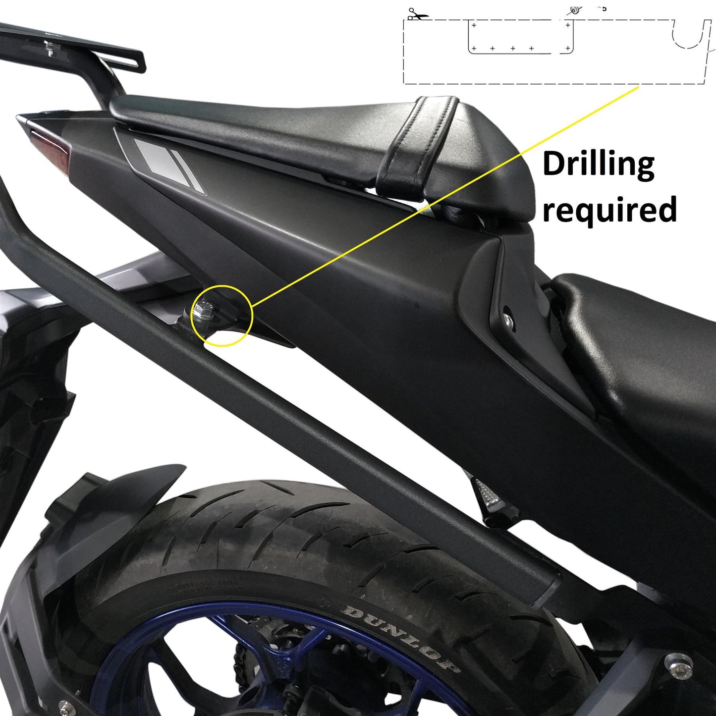 Yamaha MT03 rear rack top box carrier 2016-2024