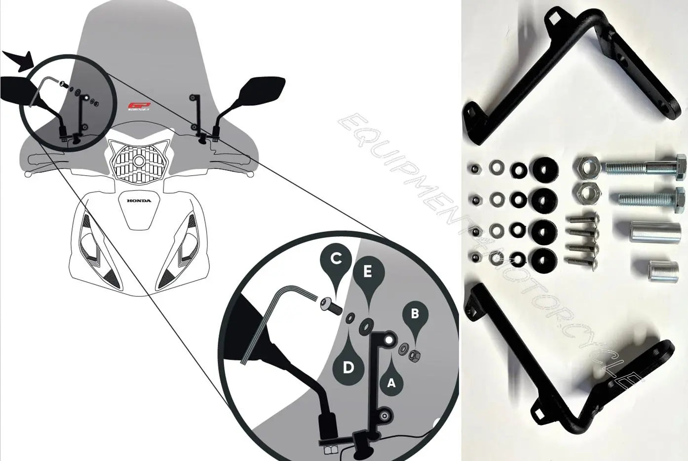 Honda Vision110 windscreen 2017 onwards smoke 56 cm