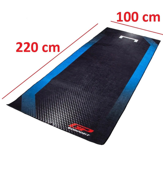 Motorcycle Workshop Mat Garage Floor Rug 220x100cm Black-Turquoise