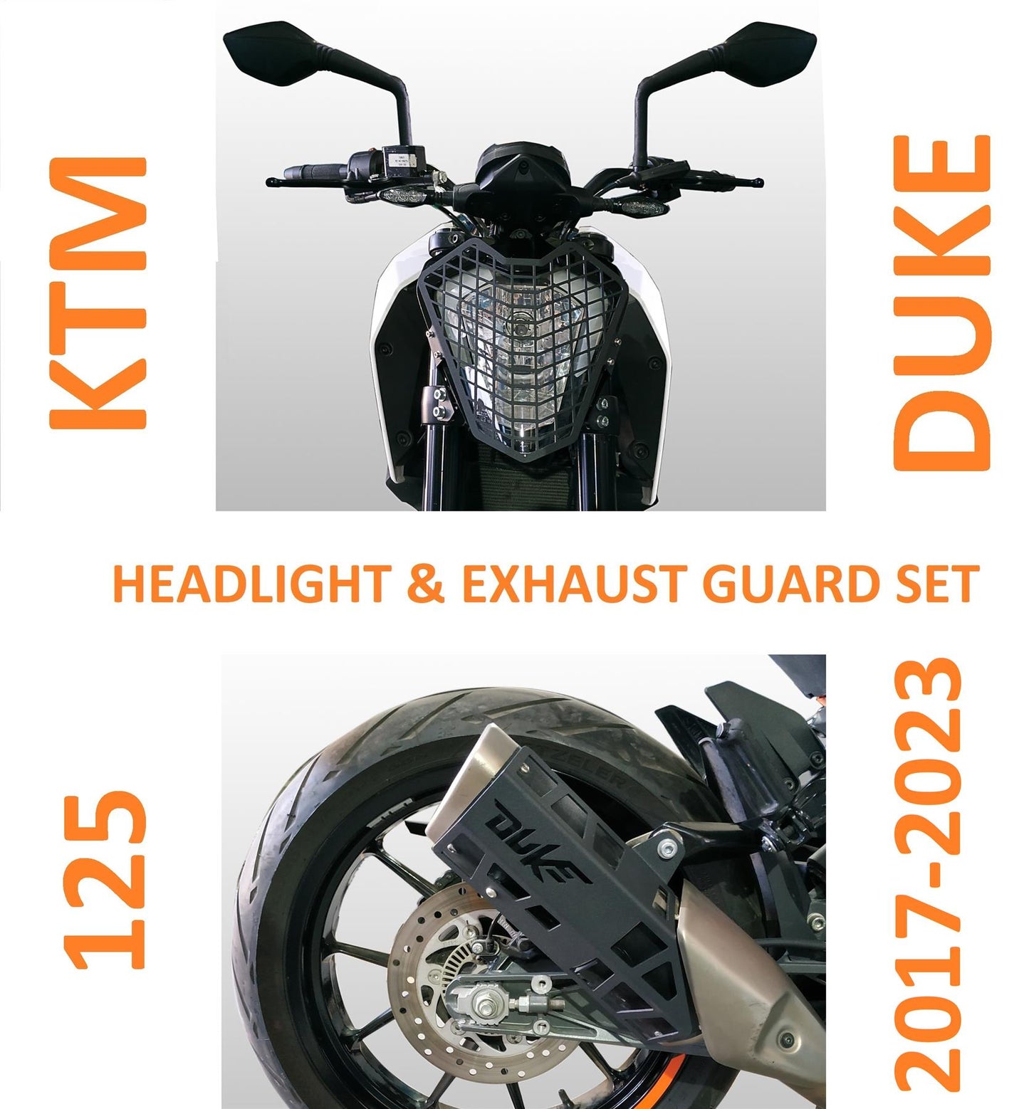 KTM Duke 125 headlight + exhaust guard set 17-23