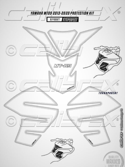 YAMAHA MT09 Tank Pad and Knee Pads Set 2013-20 Clear