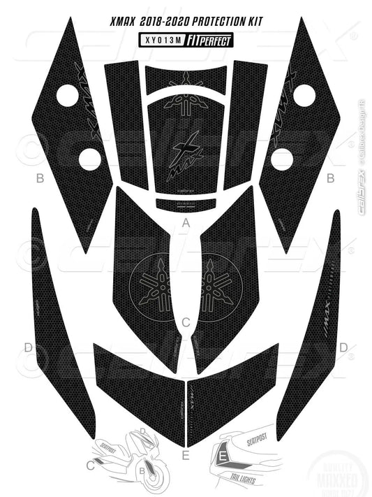 YAMAHA X-MAX FAIRING PROTECTIONS BLACK 3-D SET 2018-2022