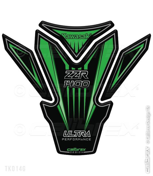 Kawasaki ZZR1400 green tank pad protection 2006-20