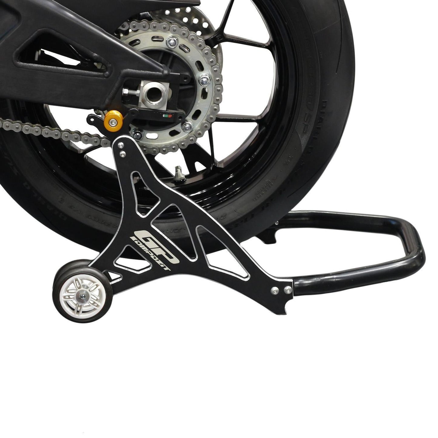 Rear Motorcycle Bike Paddock Stand Mono Block CNC Cut Black - Equipment4motorcycle